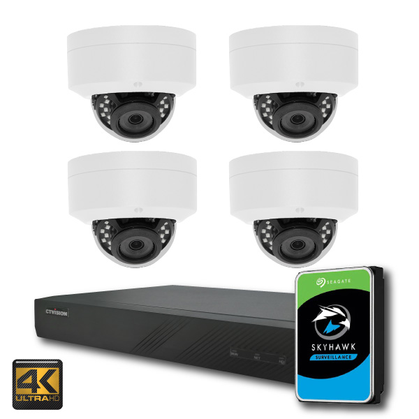 PU-81442 (CTVISION 4K 4ch NVR + 4 x 8MP Dome IR Camera + 2TB HDD)