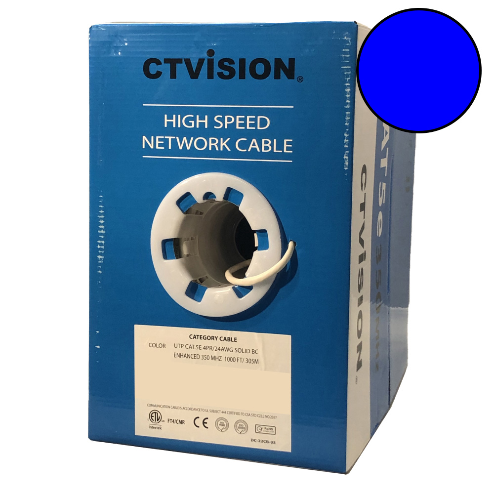 COB05EBL (Cat.5E Solid Copper Network Cable 1000FT Box Blue) CANACCTV