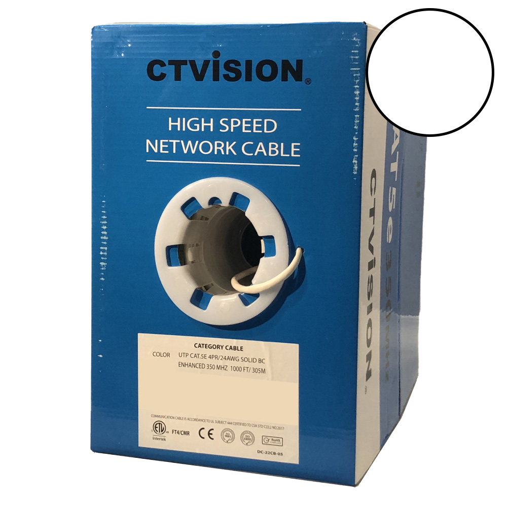 COB05EW (Cat.5E Solid Copper Network Cable 1000FT Box White) CANACCTV
